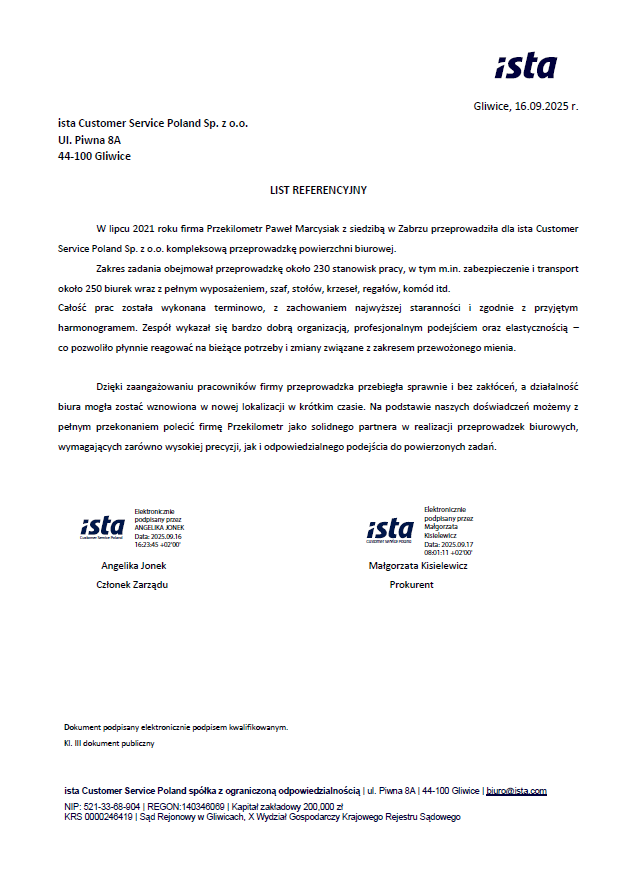REFERENCJE ISTA