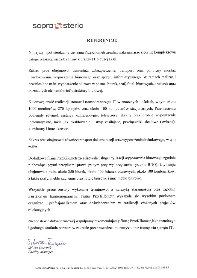 REFERENCJE SOPRA STERIA